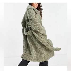 ASOS Green Teddy Coat (petites)